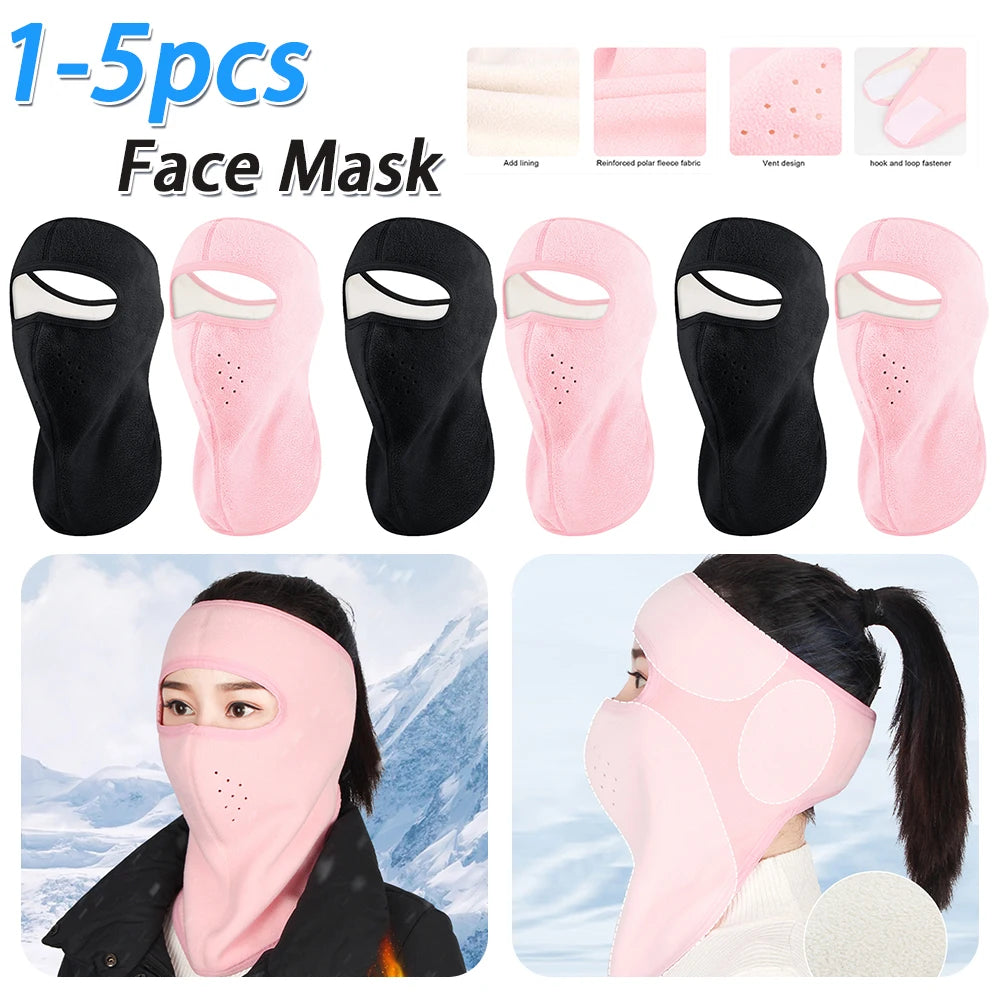 1-5PCS Full Face Ski Mask Breathable Cycling Face Mask Thermal Motorcycle Balaclava Soft Windproof Face Cover for Skiing Cycling