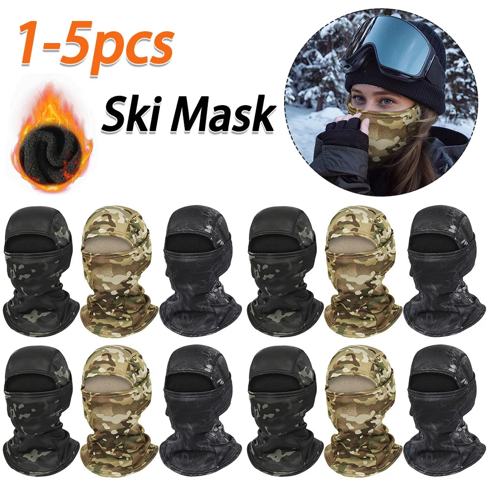 1-5pcs Balaclava Ski Mask Windproof Thermal Neck Warmer Hood Cycling Full Face Mask Motorcycle Mask Helmet Lining for Men Women