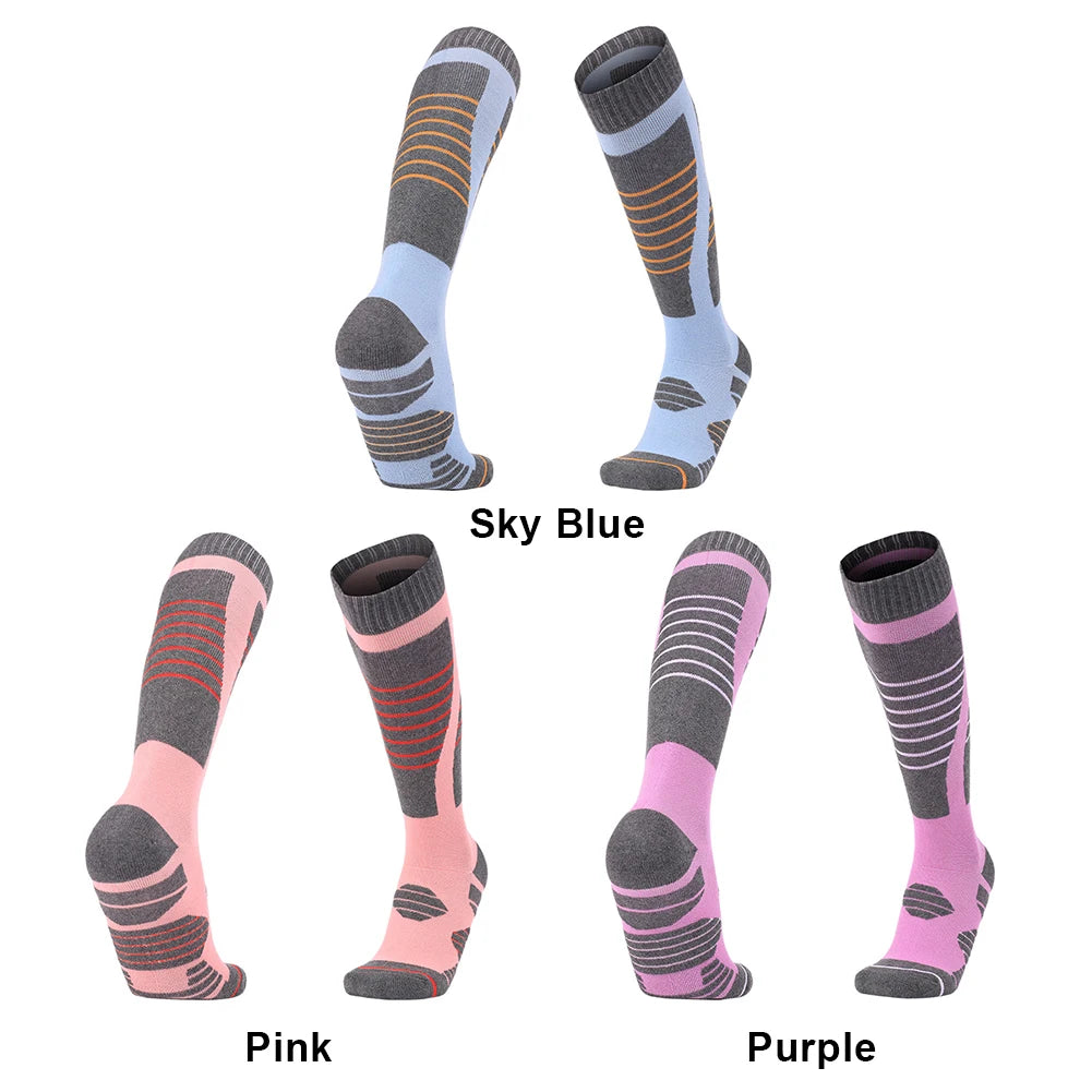 1 Pair Hiking Socks High Tube Stockings Winter Warm Thickening Ski Stockings for Women Outdoor Skiing Cycling Running Hiking