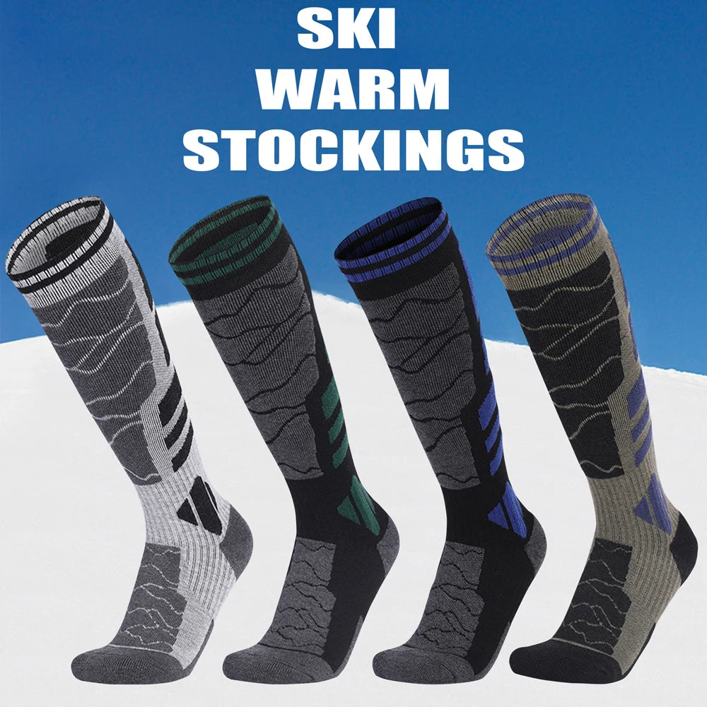 1 Pair Merino Wool Cotton Winter Men Warm Ski Socks Thicker Sports Snowboard Cycling Soccer Socks High Elastic Thermal Socks