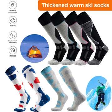 1 Pair Ski Socks Thick Winter Thermal Socks Knee High Hiking Socks Sports Socks for Men Women Skiing Snowboarding Hiking Outdoor