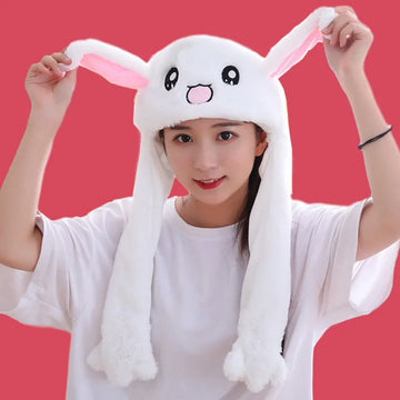 2024 New Rabbit Women's Hat Beanies Plush Can Moving Bunny Ears Hat with Earflaps Movable Ears Boys Girls Children's Animal Caps
