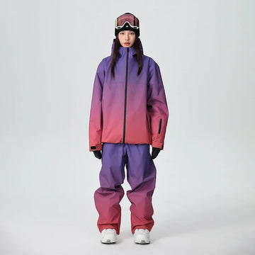 2025 New Winter Warm Outdoor Snow Skiing Suits Hooded Windproof Zipper Waterproof Ski Set Polyester Sport Solid Breathable Suit