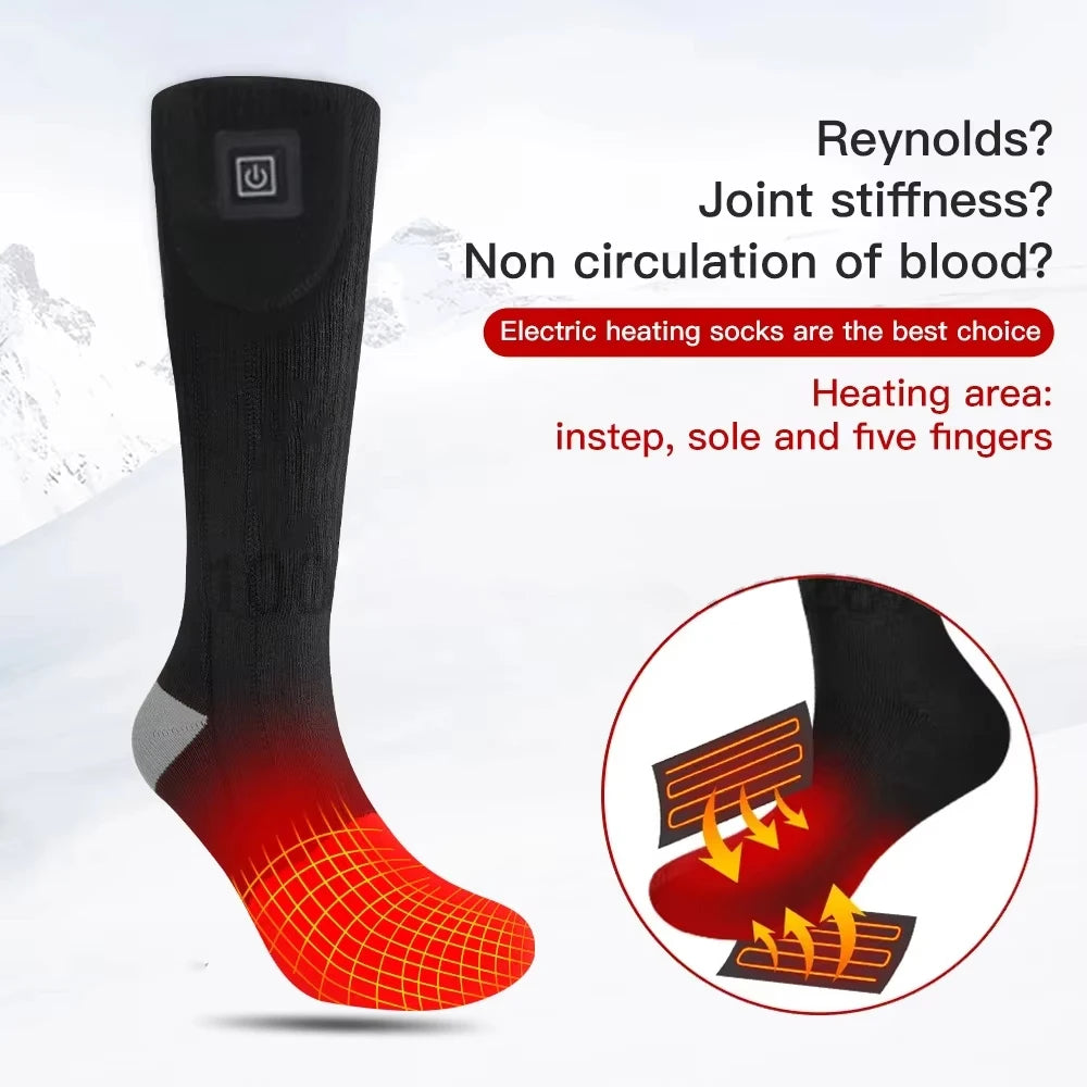 65℃ Electric Heated Socks With Battery Case Winter Warm Controllable Buttons Heating Sock Snowmobile Hunting Skiing Sock Outdoor