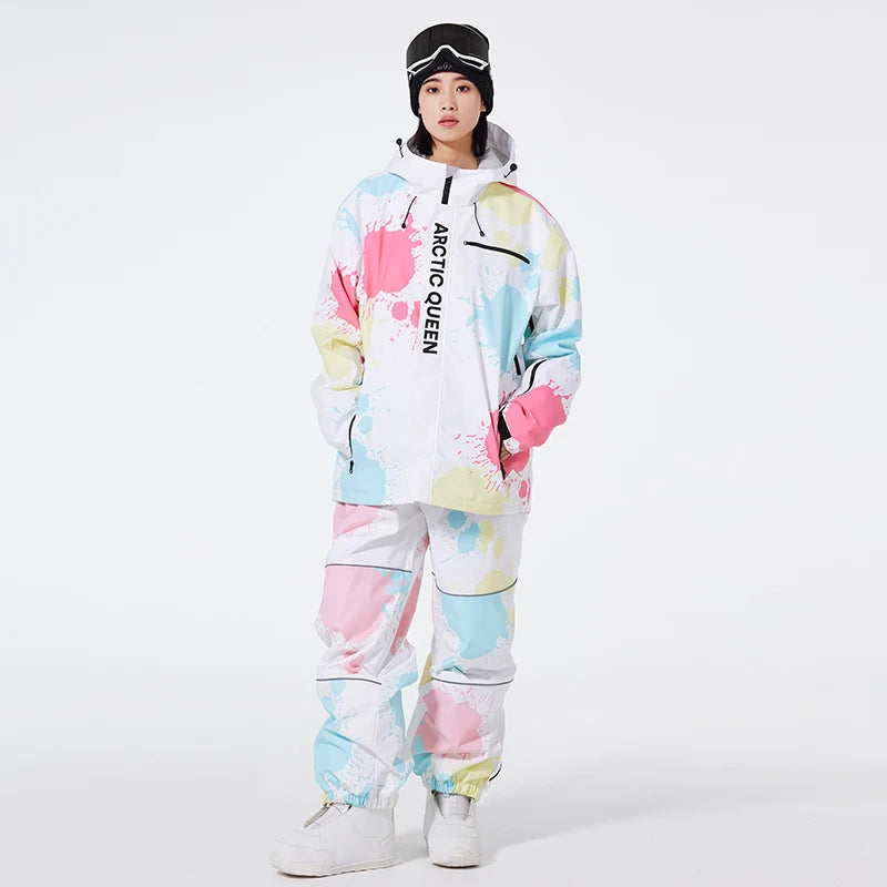 Colorful Sets, Women Ski Clothes, Snow Wear Suit Sets, Snowboard Clothing, Winter Costume, Ski Jacket and Strap Pant for Girl's