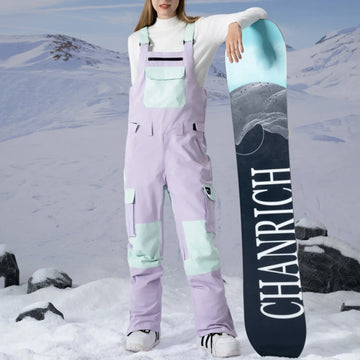 Couple's Winter Warm Thick Ski Pants Windproof Waterproof Pocket Strap Ski Overalls For Men Women Sports Bibs Skiing Pants traf