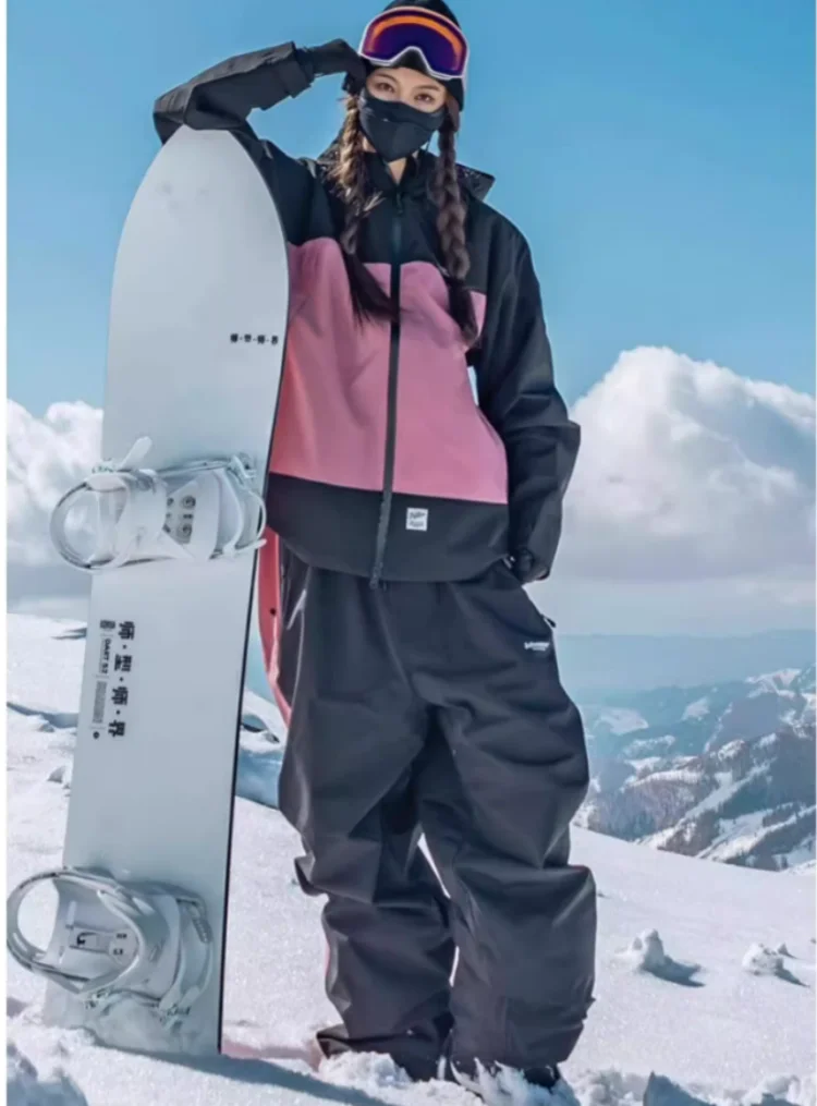 John snow 2024 Single and Double Board Ski Suit Set for Men Women Couple Trendy Loose Waterproof Windproof  Ski Pants Ski Jacket