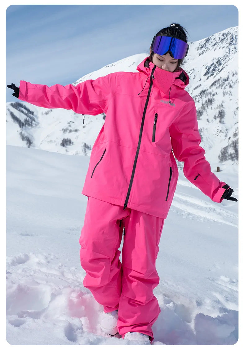KUFUN Ski Wear Snow Sports Suit Women Man Warm Set Waterproof Windproof  Snowboard Jacket Pants Outdoor Clothing Adults Unisex