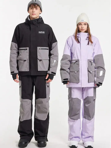 Kufun Women Man Warm Ski Wear Suit Set Waterproof Windproof  Snowboard Jacket Outdoor Clothing Winter Sports Pants Adults Unisex