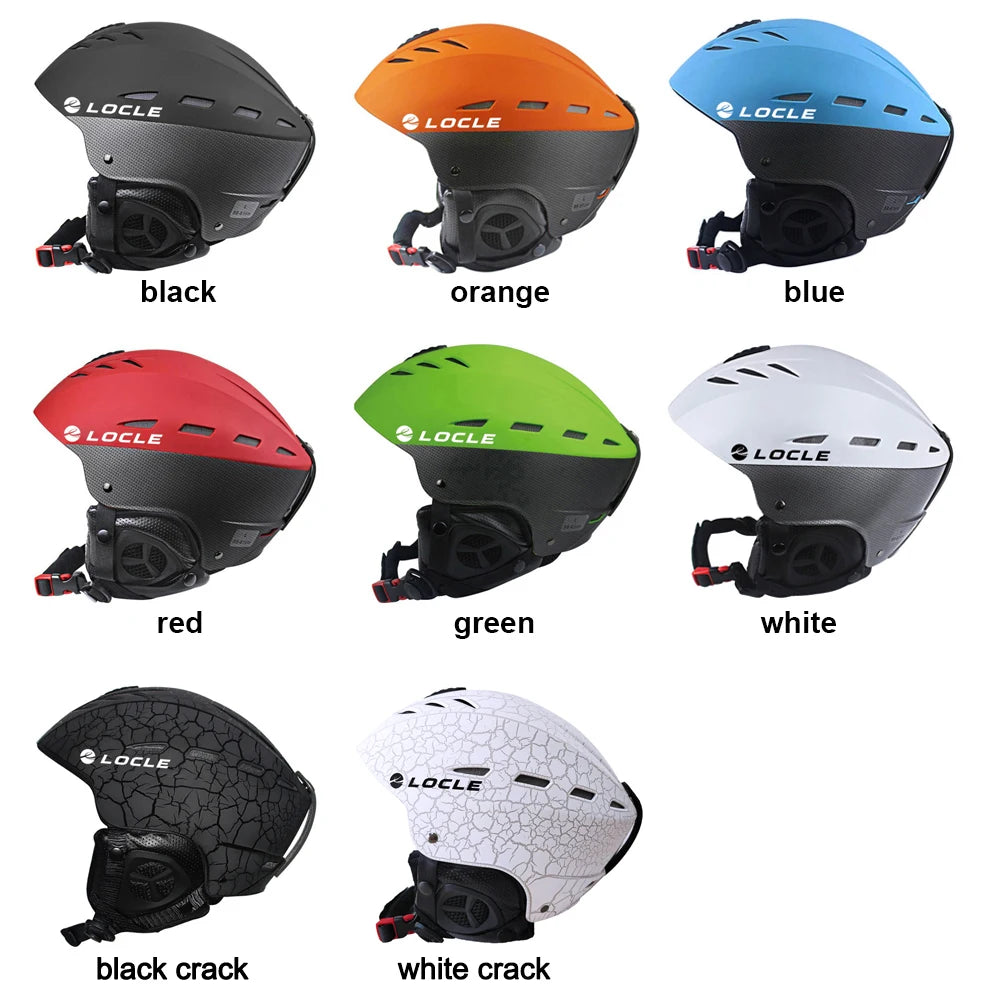 LOCLE Men Skiing Helmet Women Children Boys Girls Ski Helmet Skating Skateboard Snowmobile Motorcycle Helmets Size 52-64cm