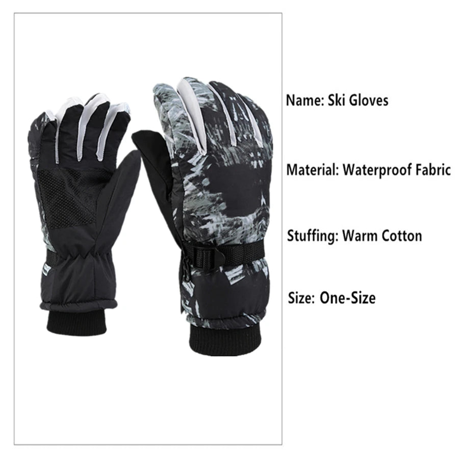 Men Black Ski Gloves Ultralight PU Waterproof Winter Warm Gloves Snowboard Male Cycling Motorcycle Riding Snow Windproof Gloves