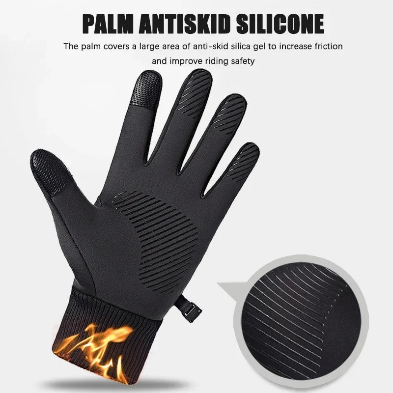 Men Gloves Winter Thermal Waterproof Cycling Motorcycle Gloves Full Finger TouchScreen Outdoor Running Skiing Gloves Non-slip