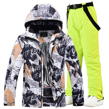 Men's Warm Colorful Ski Suit, Snowboarding Clothing, Winter Jackets, Pants for Male, Waterproof Wear, Snow Costumes, Fashion-30