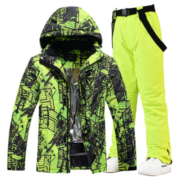 Men's Warm Colorful Ski Suit, Snowboarding Clothing, Winter Jackets, Pants for Male, Waterproof Wear, Snow Costumes,-30