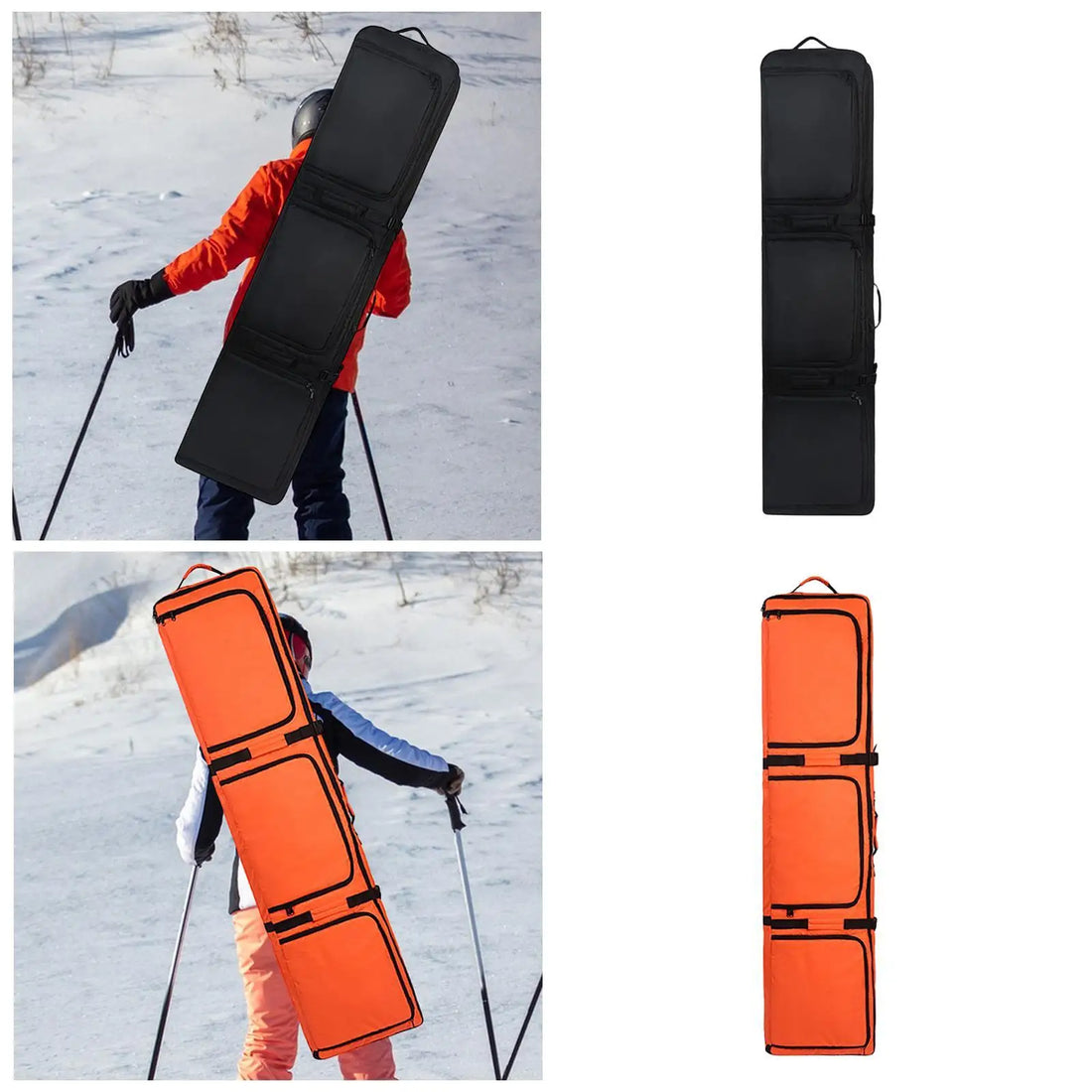 Ski Bag Fashion 3 Big Outside Storage with Wheels Roller Snowboard Bag for Airplane Travel Men 2 Sets Skis Boots Winter Sports
