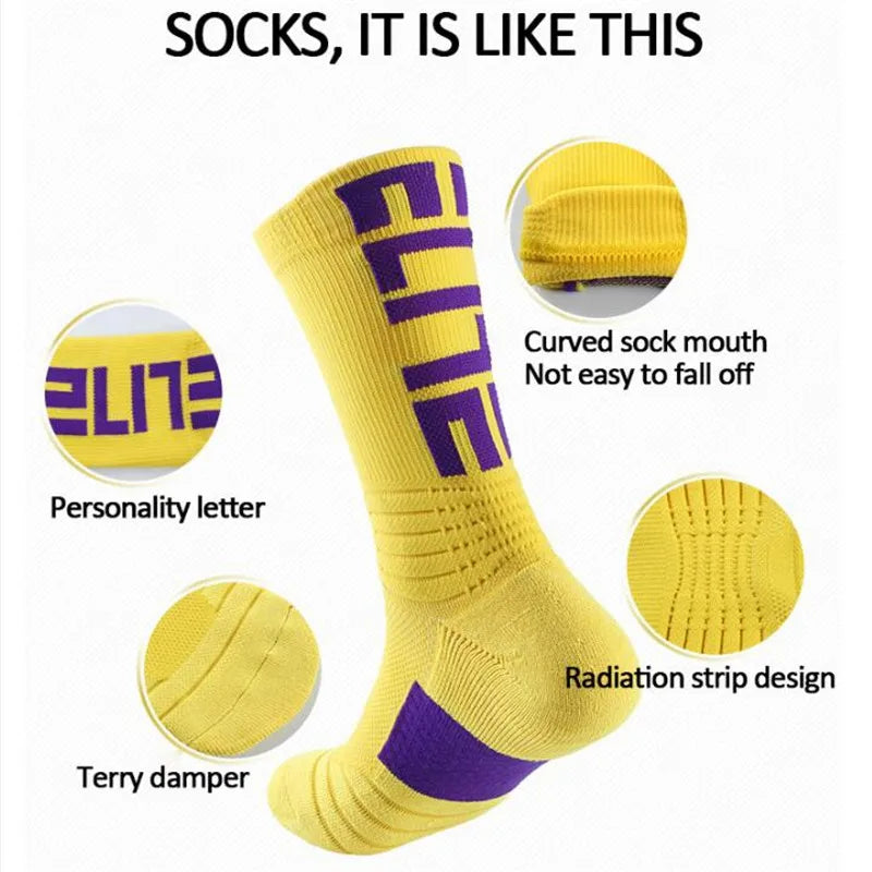Super Elite Men Sports Socks Riding Cycling Basketball Running Sport Sock Summer Hiking Tennis Ski Man Women Bike Bicycle Slip