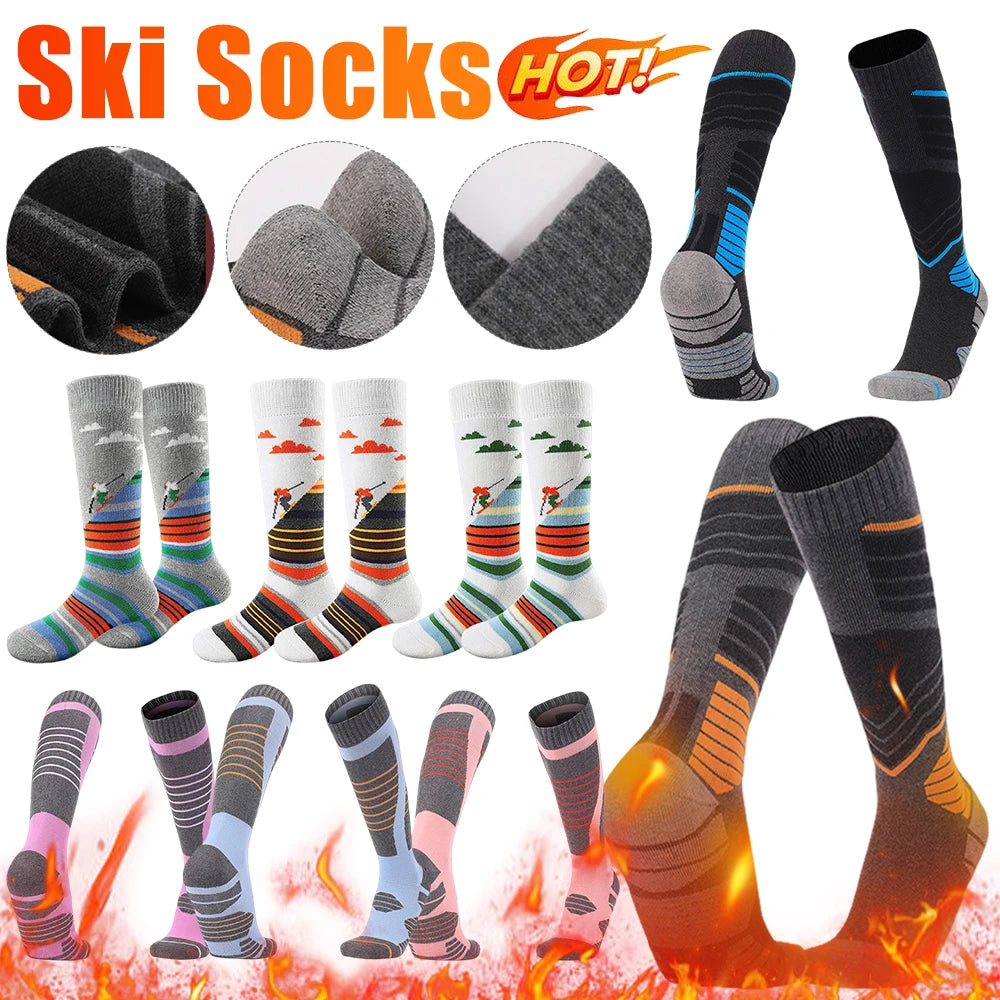 Thermal Winter Cotton Socks Men Women Ski Socks High Sports Socks for Hiking Cycling Skiing Snowboarding Soccer Leg Warm Sock