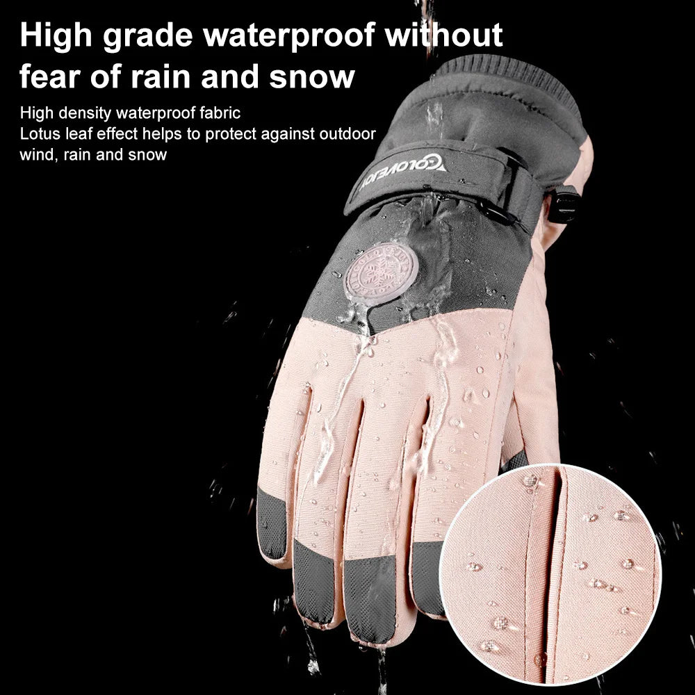 Waterproof Ski Gloves Women Winter Touch Screen Snow Gloves Fleece Lined Warm Thermal Gloves for Snowboard Skiing Running Cycl