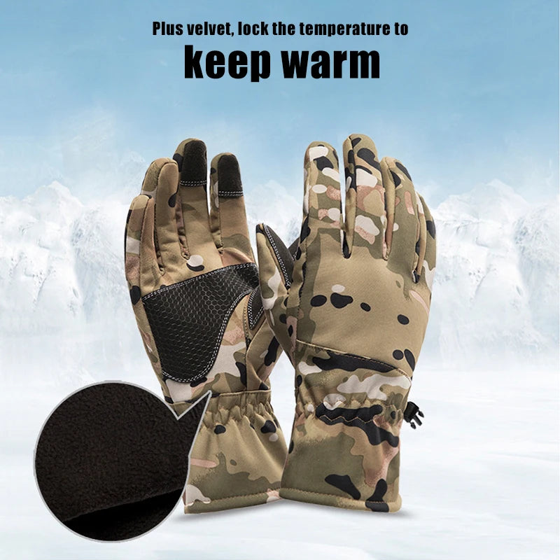 Waterproof Touch Screen Gloves Ski Winter Tactics Outdoors Camouflage Hunting Sports Gloves Men's Warm Gloves Biker Hiking