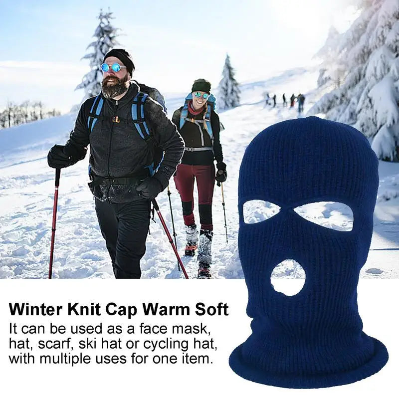 Winter Mask 3 Hole Full Face Mask Ski Mask Winter Cap Motorbike Motorcycle Full Helmet Outdoor Knit Full Face Cover Windproof