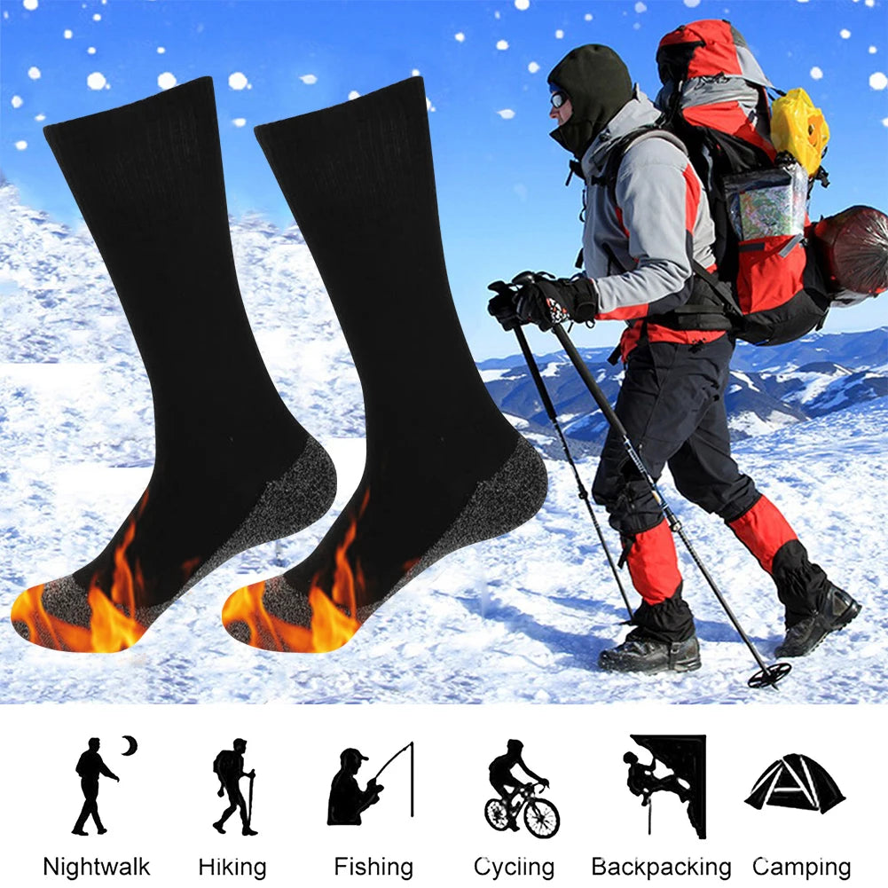 Winter Men Women Thermal Ski Socks Warm Acetate Fiber Cycling Soccer Snowboard Socks High Tube Moisture Absorption Socks