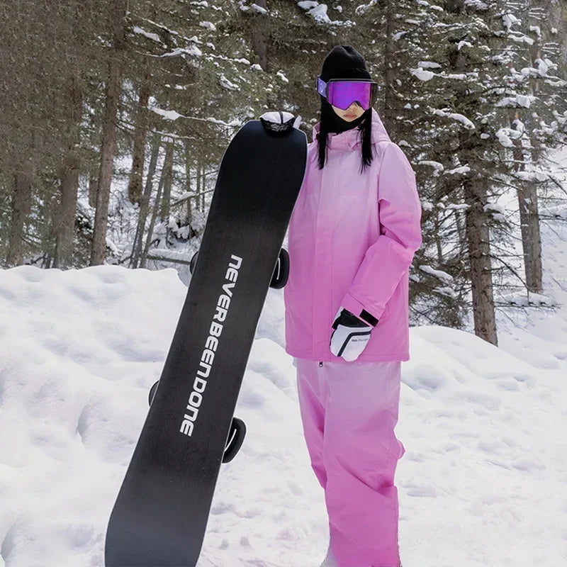 Winter New Snowboarding Ski Suit Women Men's 2025 Loose Windproof Waterproof Skiing Snow Pants Clothes Sets Gradient Outdoor