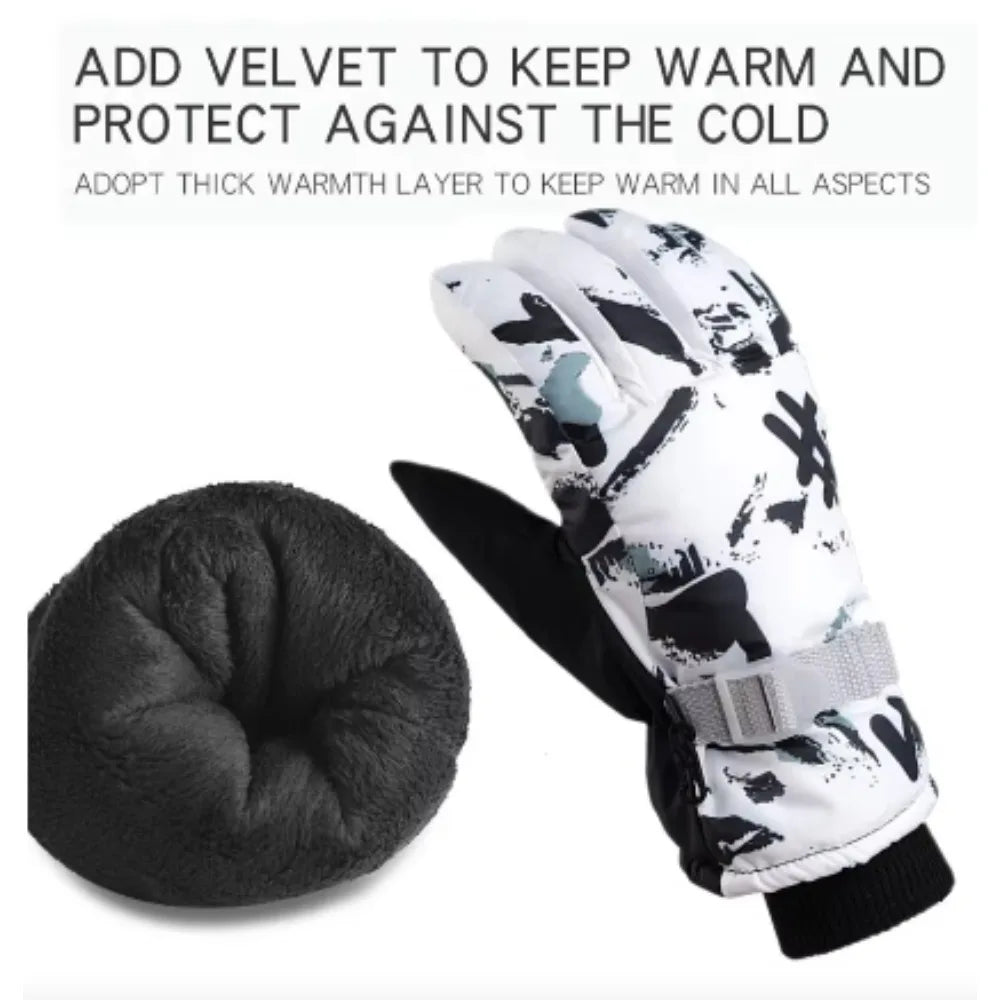 Winter Ski Gloves for Men Women Waterproof Fleece Thermal Warm Heating Gloves for Outdoor Motorcycle Snowboard Cycling Fishing