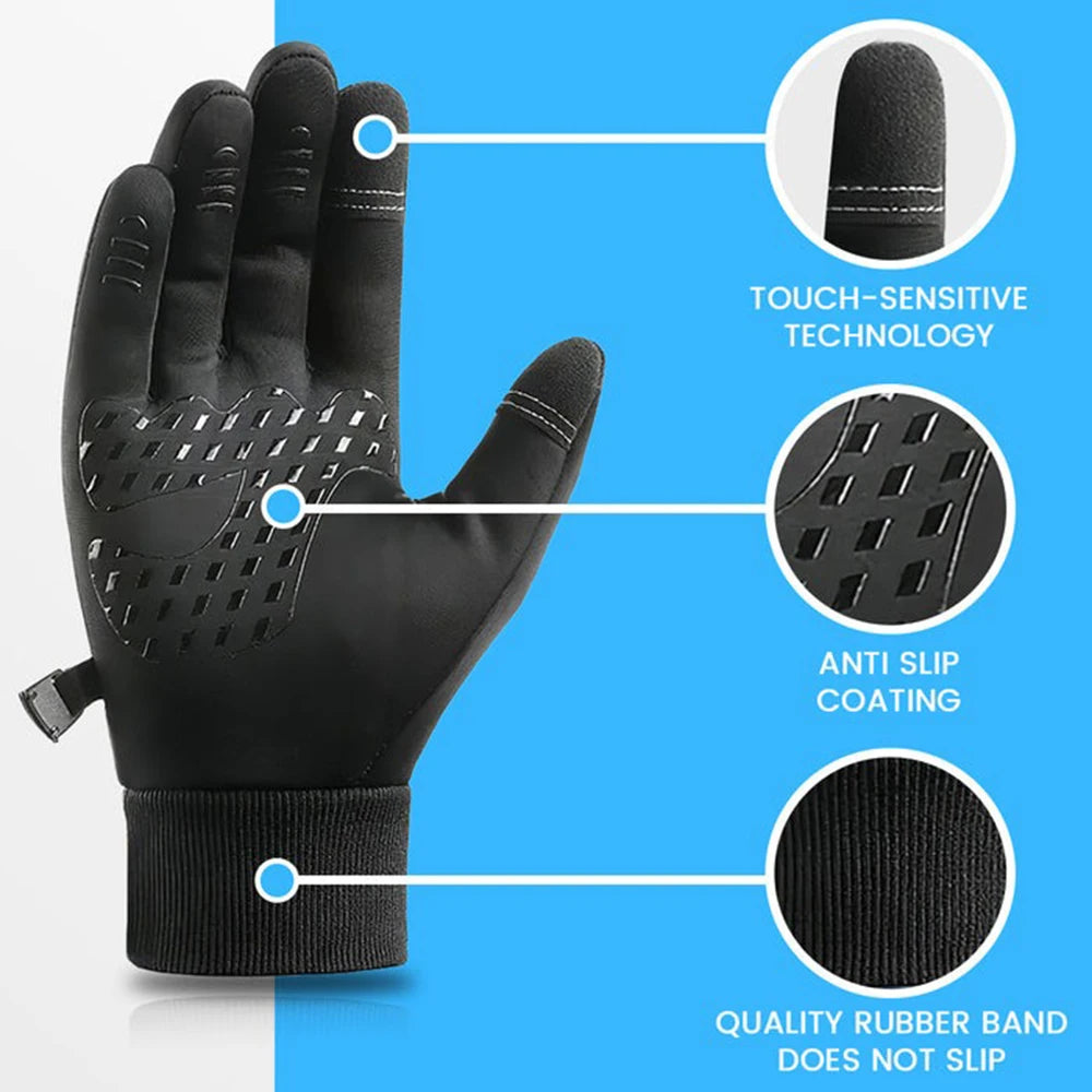 Winter Warm Cycling Gloves Skiing Windproof Gloves Touch Cold Waterproof Fishing Running Driving Snowmobile Outdoor Riding Model