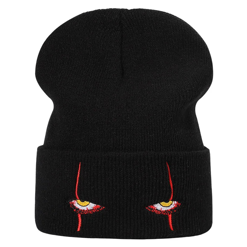Women Autumn Winter Warm Beanie Cartoon Eye Embroidered Men Skull Cap Unisex Cosplay Knitted Hat Fashion Ski Bonnet Dropshipping